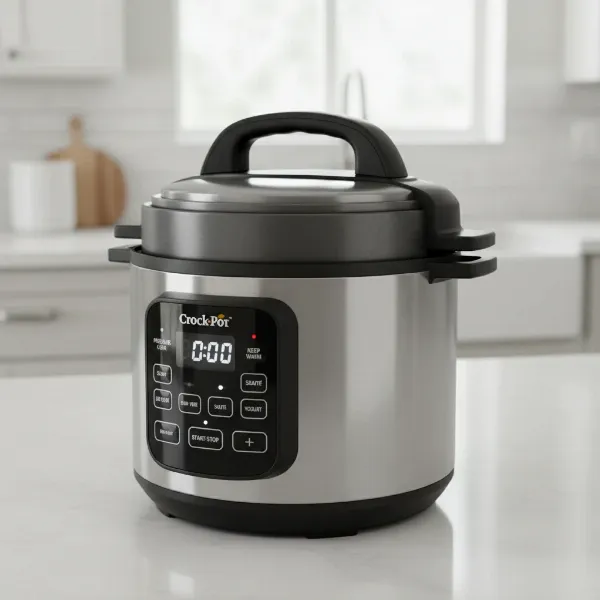 Crock-Pot 8-Quart Express Crock XL multi-cooker with digital display and cooking functions.