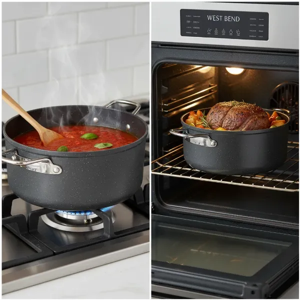 Removable West Bend slow cooker pot used on stovetop and in oven